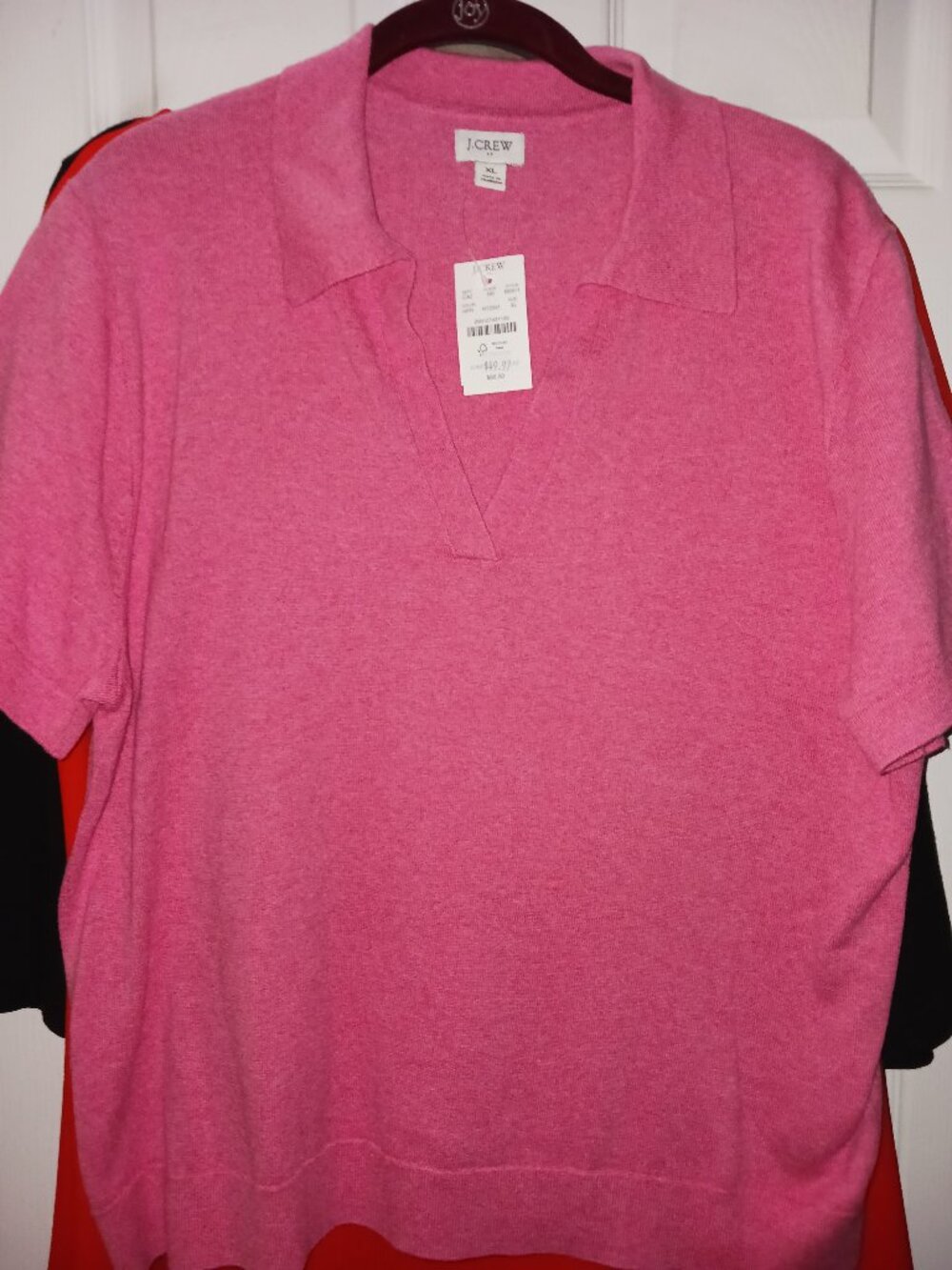 JCrew pink polo style sweater